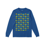 Ukraine Sunflowers Shirt: This cobalt-blue, long-sleeve shirt features hand-drawn sunflowers and blue-yellow flag motifs, sym