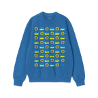 Ukraine Sunflowers Shirt featuring a royal-blue crewneck design with a grid of sunflowers and yellow-blue stripe blocks, symb