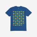 Ukraine Sunflowers Shirt featuring a royal-blue grid pattern with alternating stylized sunflowers and Ukrainian flags, symbolizing resilience and unity. Part of an empowering collection supporting Ukraine's fight for freedom.
