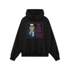 Anti Fascist Uncle Sam Hoodie features a bold graphic of a stern, pointing Uncle Sam urging action against fascism. The desig