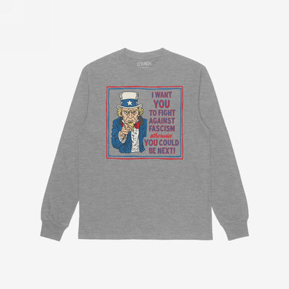 Anti Fascist Uncle Sam Long Sleeve T-shirt