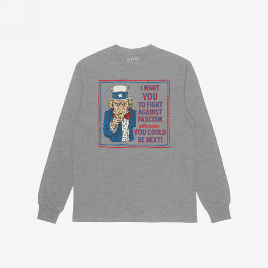 Anti Fascist Uncle Sam Long Sleeve T-shirt