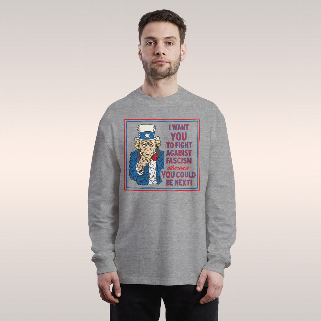 Anti-Fascist Uncle Sam Long Sleeve T-shirt