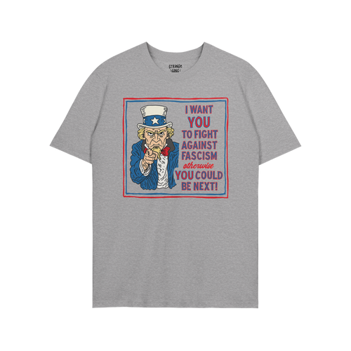 Anti Fascist Uncle Sam Shirt featuring a vintage-style graphic of Uncle Sam pointing, urging to fight against fascism. Ideal 