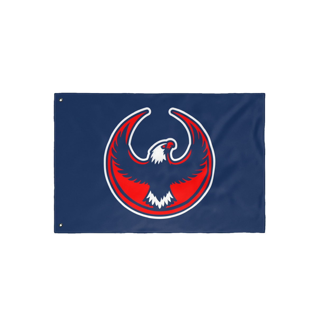 USA Rebel Alliance Flag features a stylized eagle emblem in red, white, and dark blue on a navy field, symbolizing solidarity