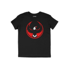 USA Rebel Alliance T-shirt featuring a black design with a bold red circle and a soaring eagle emblem. The style embodies ant