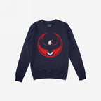 Navy blue USA Rebel Alliance sweatshirt featuring a bold, circular eagle emblem, symbolizing defiance and patriotism. Perfect for anti-fascist advocates and equality supporters.