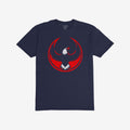 USA Rebel Alliance T-shirt features a bold red and white eagle emblem on dark-blue fabric, symbolizing defiance and equality. Perfect for expressing your beliefs at protests or everyday wear.