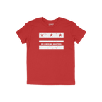 Washington DC No Kings Flag Shirt featuring a distressed white graphic with three stars and NO KINGS NO MASTERS slogan, symbo