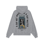 Wasted Days Hoodie & Sweatshirt featuring a skeleton climbing out of a can with the slogan “A DAY NOT WASTED IS A DAY WASTE
