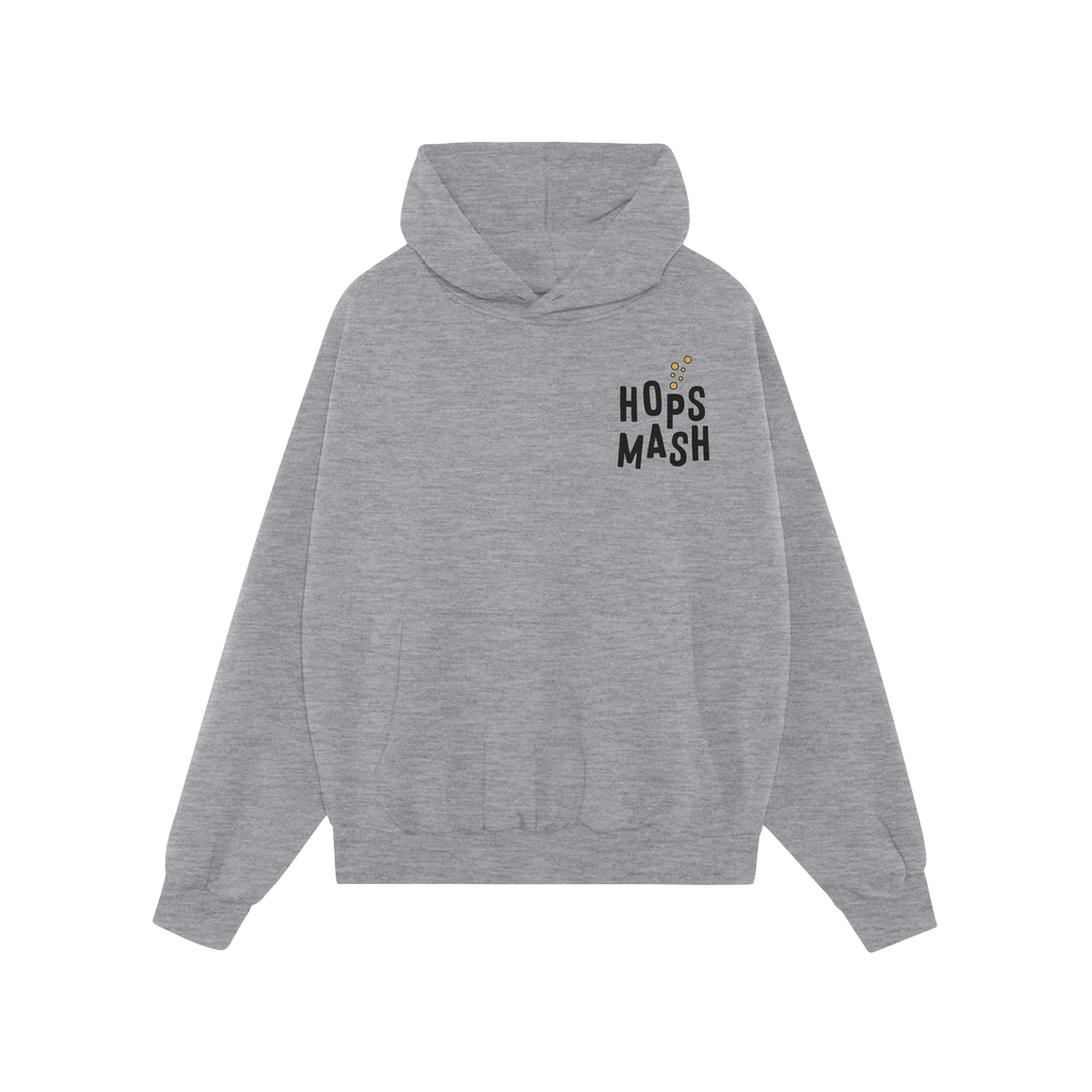 Wasted Days Hoodie & Sweatshirt features a light-gray pullover with “HOPS MASH” graphic on the chest, ideal for those emb