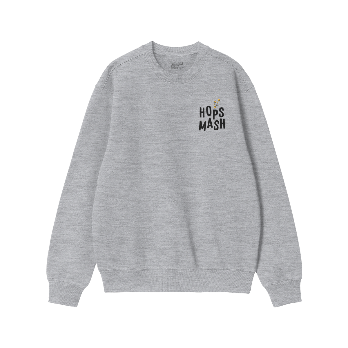Wasted Days Hoodie & Sweatshirt: Light-gray crewneck with HOPS MASH graphic on chest. Perfect for embracing carefree living w