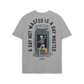 Wasted Days T-shirt featuring a dancing skeleton emerging from a cut-open can, spilling beer, with the slogan A DAY NOT WASTE