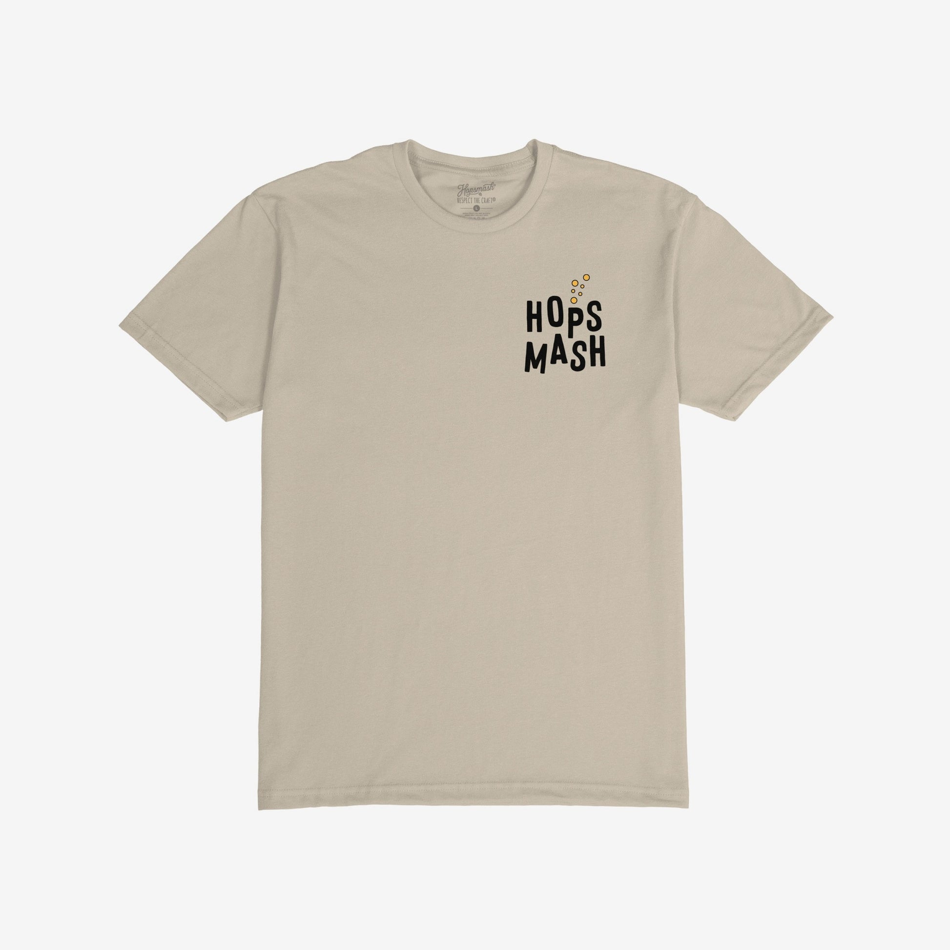 Wasted Days T-shirt features a light-beige design with HOPS MASH logo on the chest, embodying carefree, rebellious spirit with its subtle front and bold back graphics.