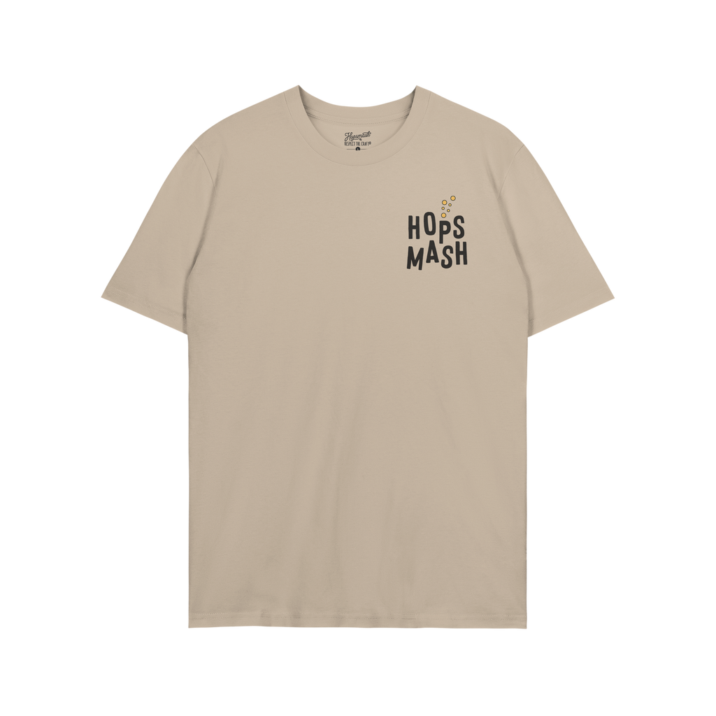 Wasted Days T-shirt features a light-beige design with HOPS MASH logo on the chest, embodying carefree, rebellious spirit wit