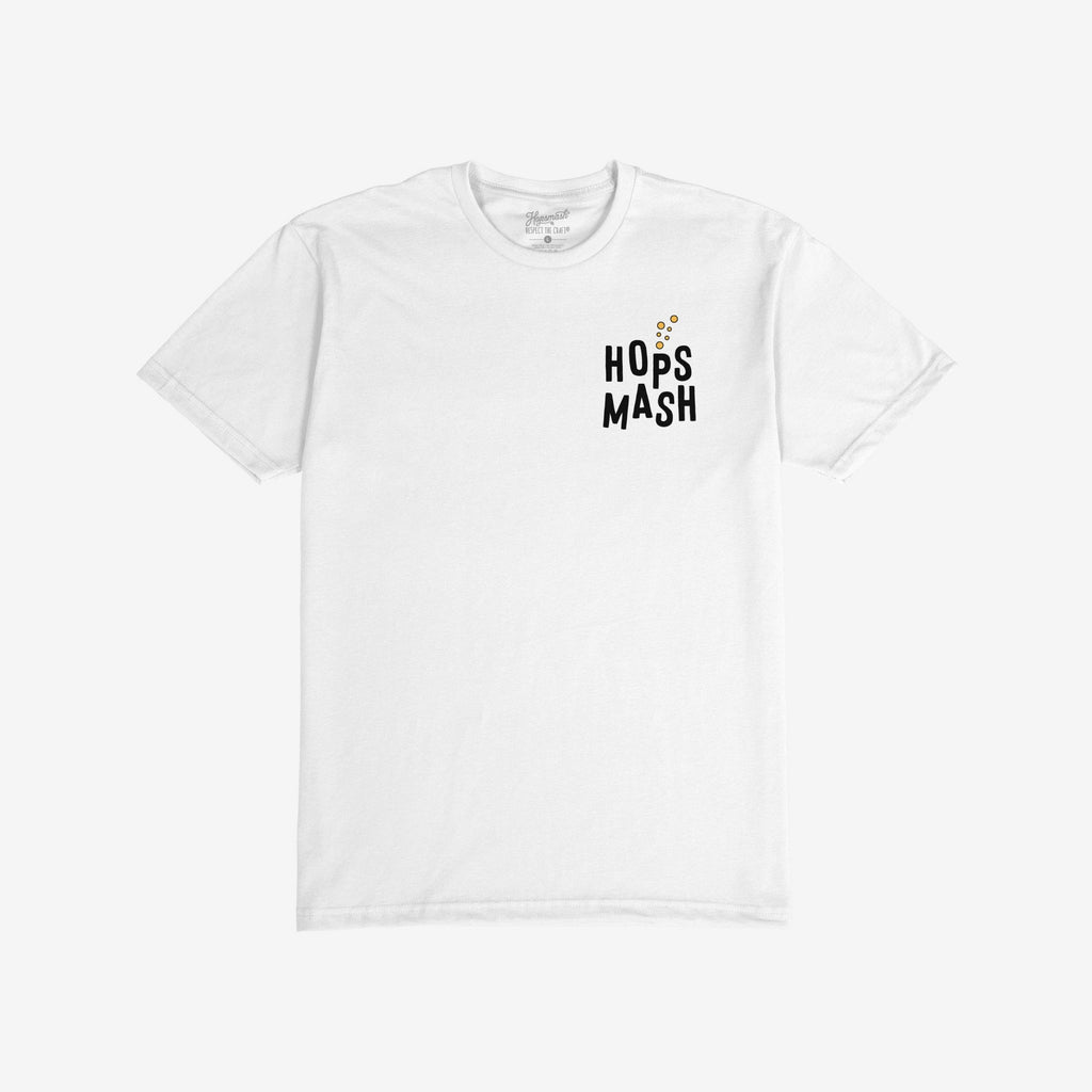Wasted Days T-shirt featuring HOPS MASH logo on chest, with hop pellets detail, captures a carefree vibe, perfect for embracing chaos and celebrating fun, aligning with values of equality and inclusivity.