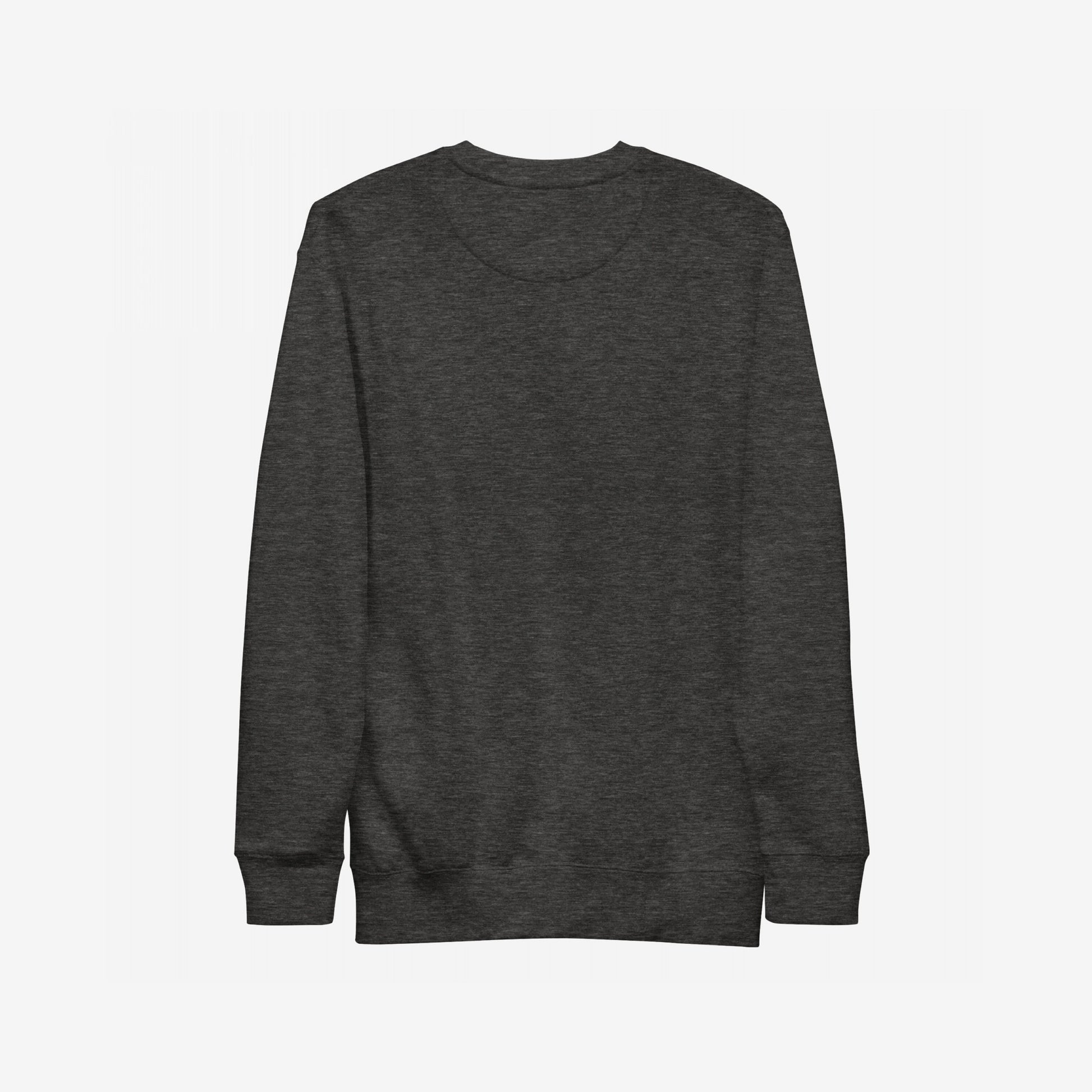Your Favorite Band Has Always Been Political crewneck sweatshirt features a plain, dark charcoal-gray knit fabric with long sleeves and ribbed details, embodying a bold, activist statement.